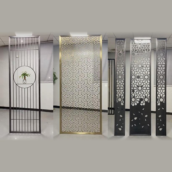 不銹鋼屏風(fēng)隔斷鏤空格柵客廳方通背景墻